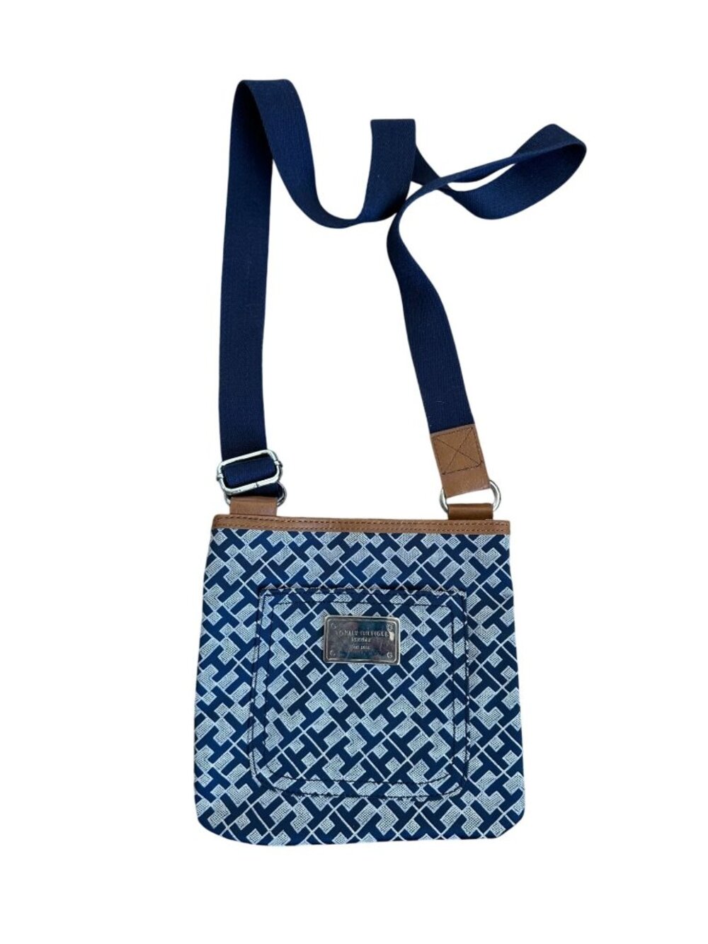 Tommy Hilfiger Crossbody Bag Navy White Logo Monogram Print Adjustable Strap
